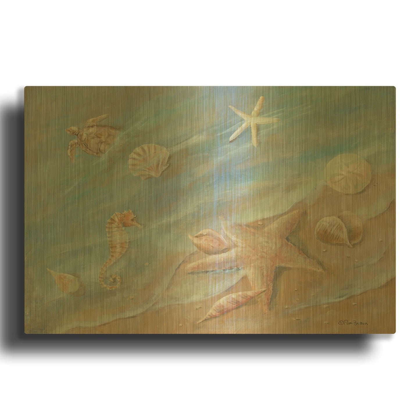 'Seashore Star I' By Pam Britton Gold Metal Wall Art