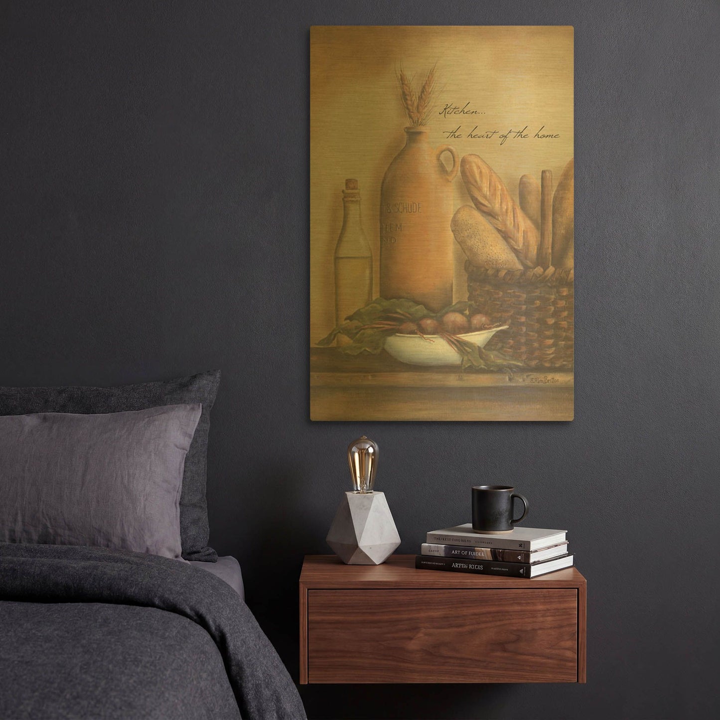 'Kitchen the Heart of the Home' By Pam Britton Gold Metal Wall Art
