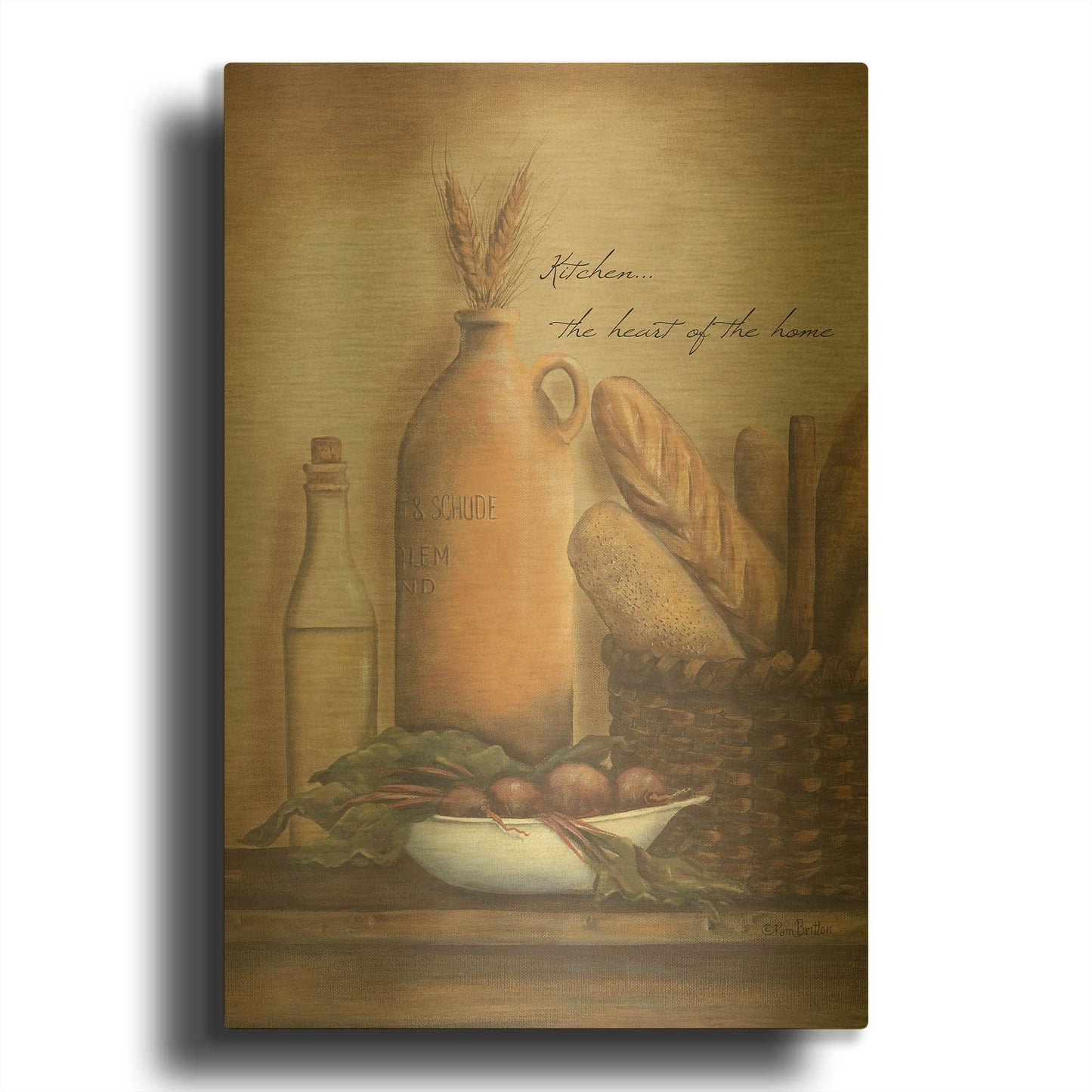 'Kitchen the Heart of the Home' By Pam Britton Gold Metal Wall Art