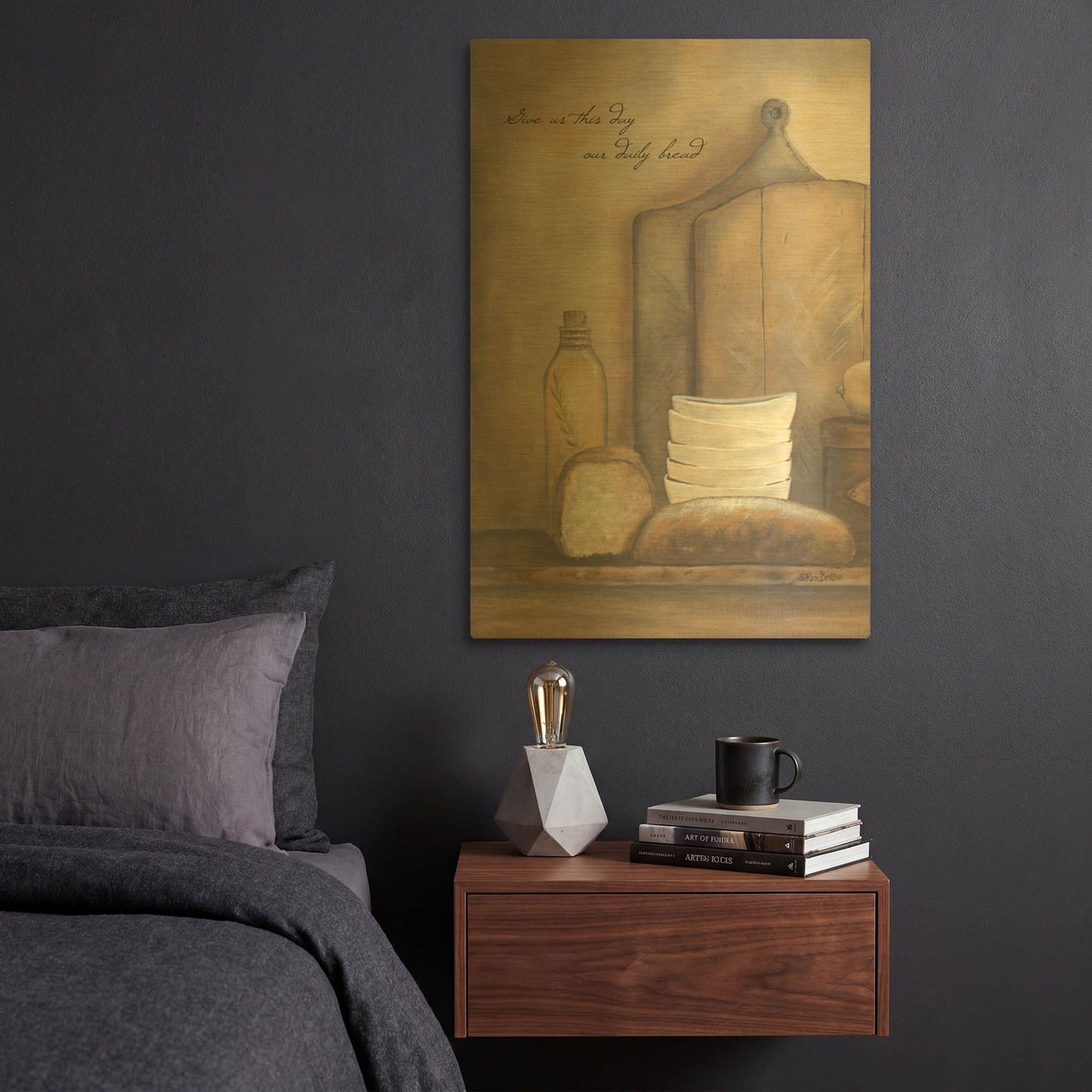 'Give Us This Day Our Daily Bread' By Pam Britton Gold Metal Wall Art
