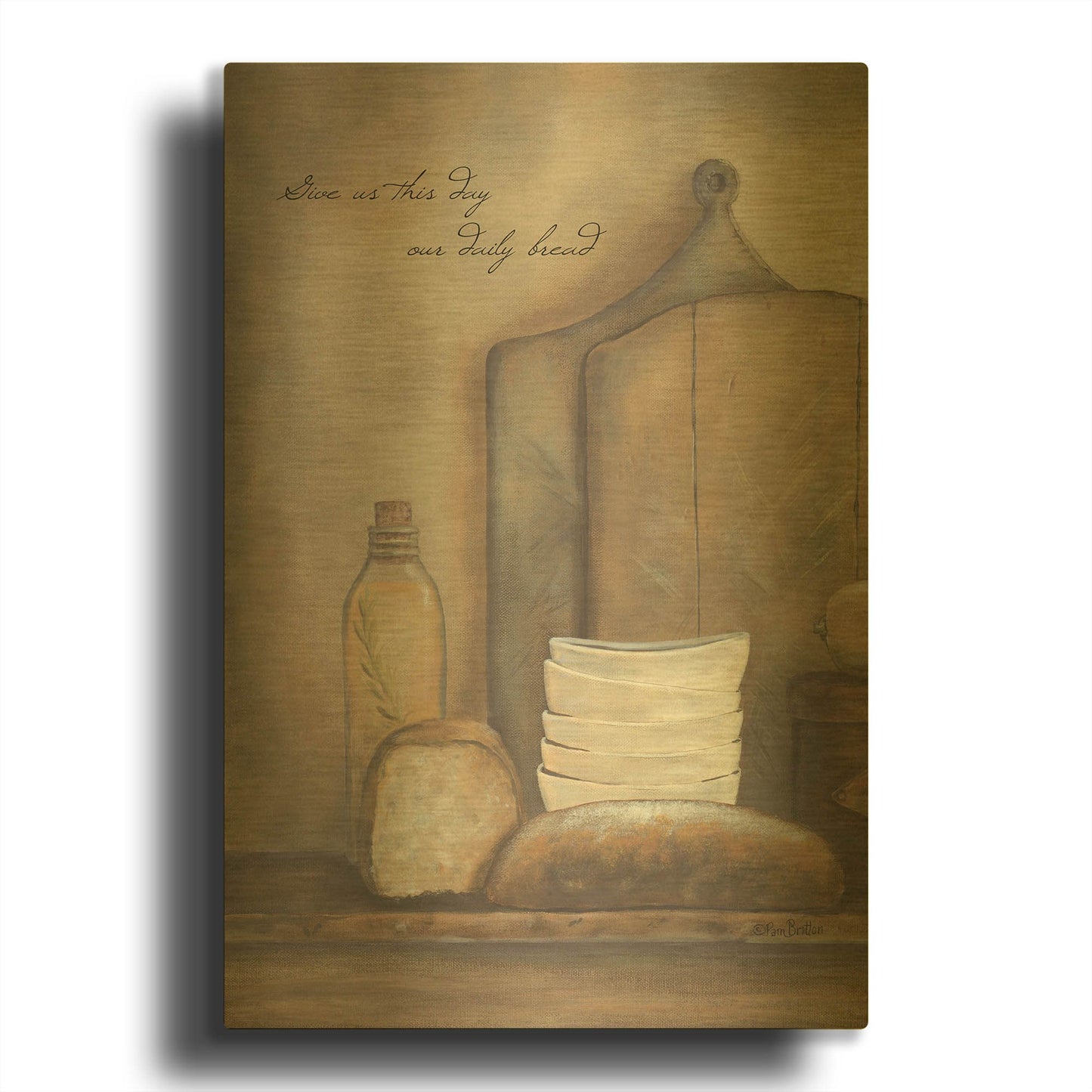 'Give Us This Day Our Daily Bread' By Pam Britton Gold Metal Wall Art
