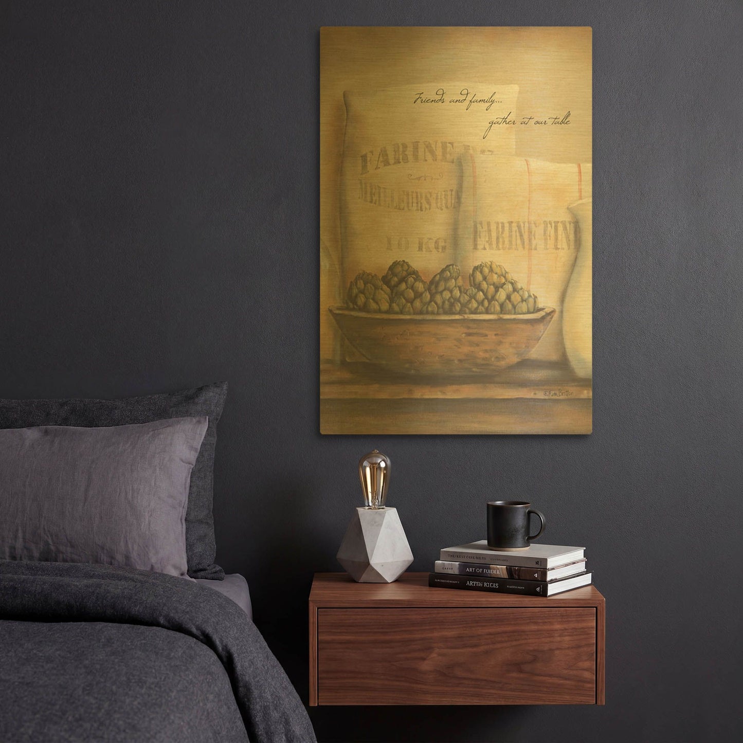 'Friends and Family.. Gather at Our Table' By Pam Britton Gold Metal Wall Art