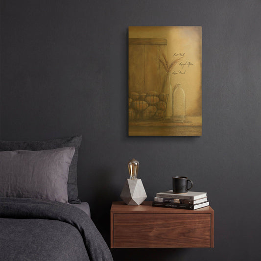 'Eat Well, Laugh Often, Love Much' By Pam Britton Gold Metal Wall Art