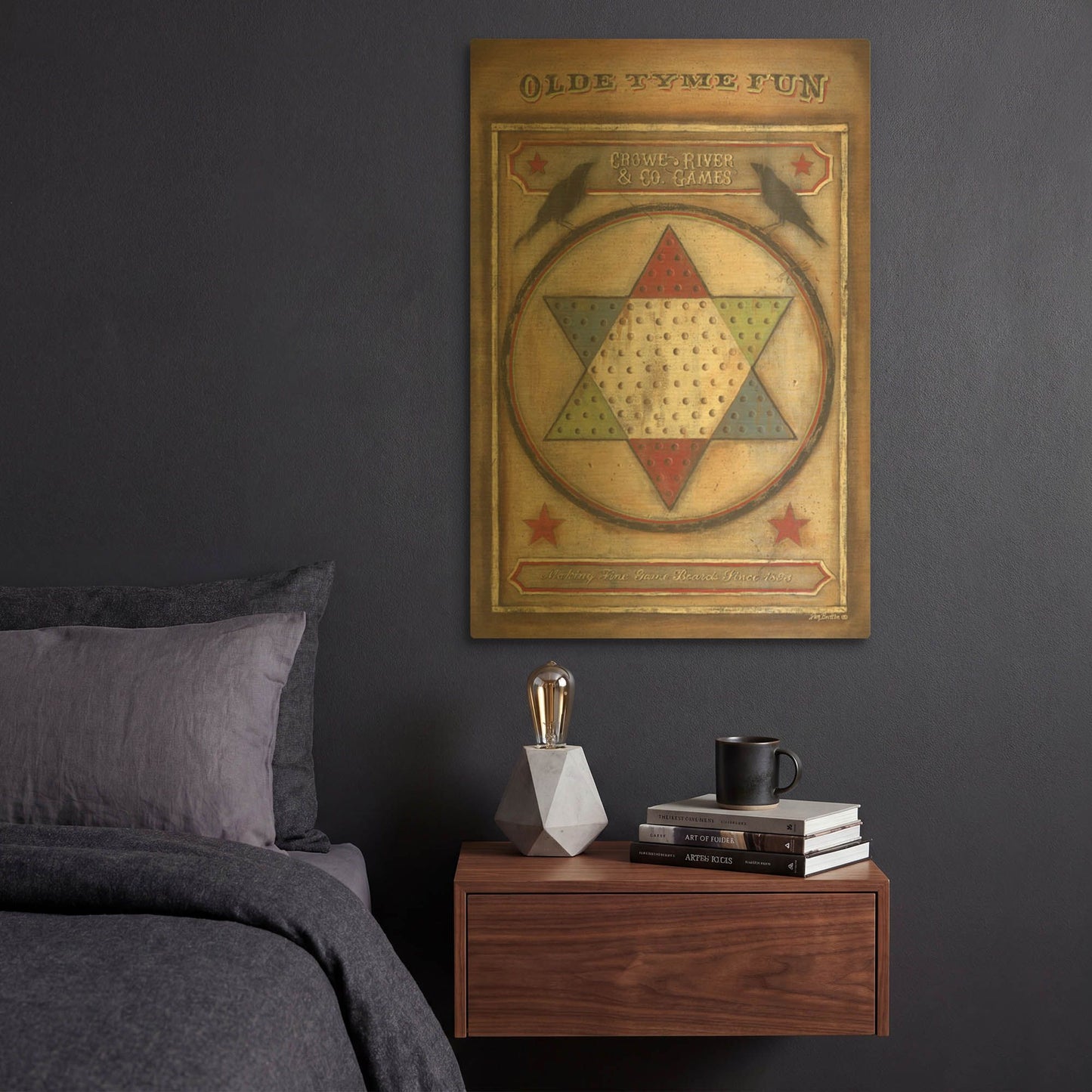 'Olde Tyme Chinese Checkers' By Pam Britton Gold Metal Wall Art