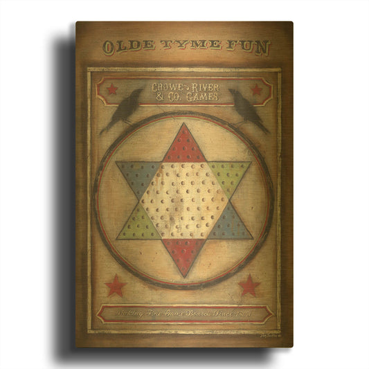 'Olde Tyme Chinese Checkers' By Pam Britton Gold Metal Wall Art