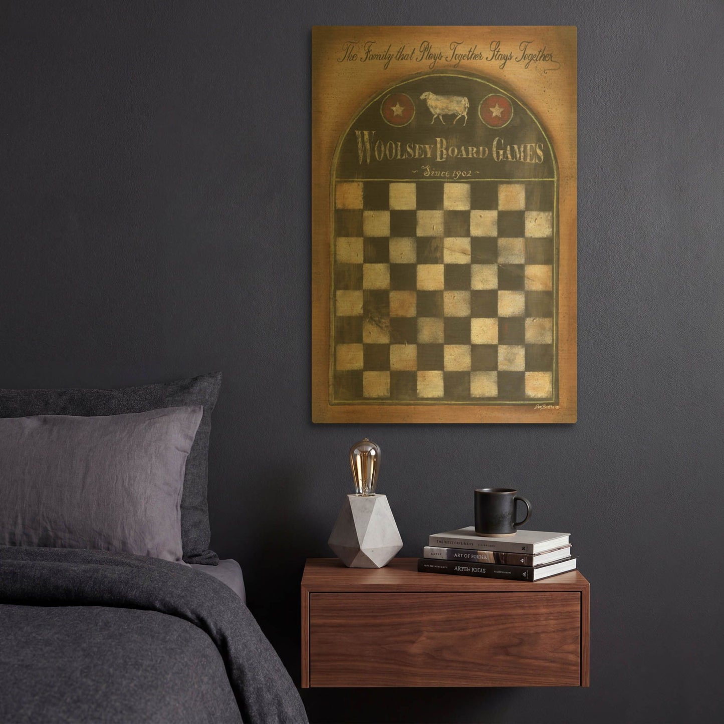 'Woolsey Board Games' By Pam Britton Gold Metal Wall Art