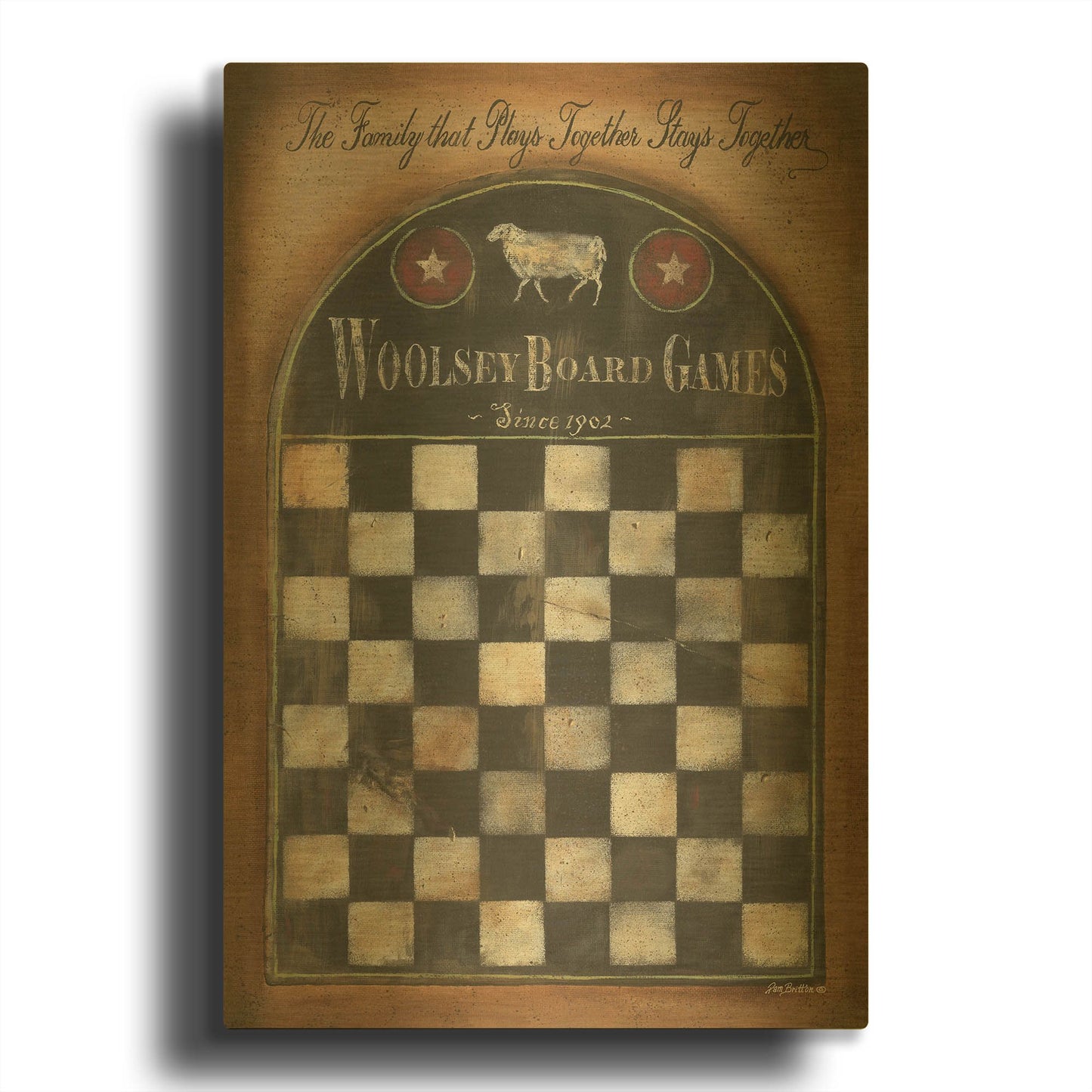 'Woolsey Board Games' By Pam Britton Gold Metal Wall Art