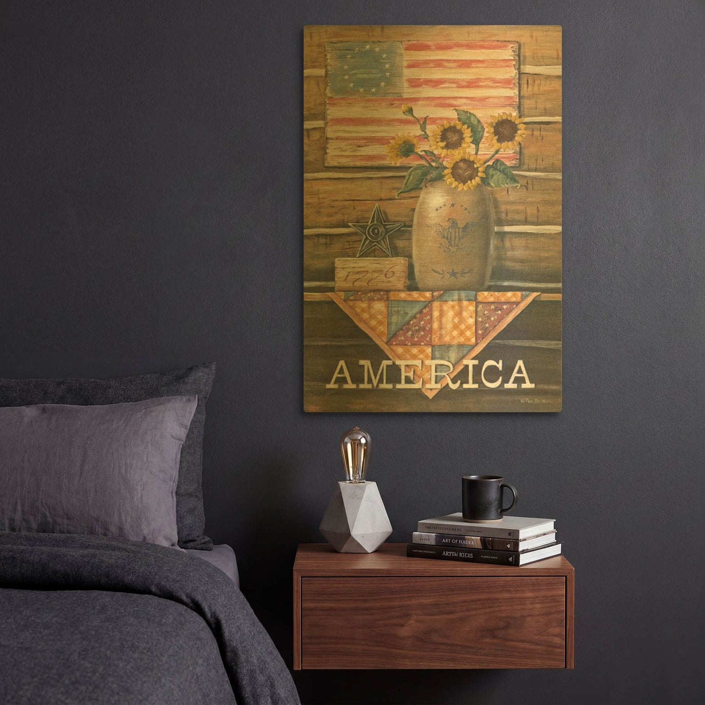 'Rustic America' By Pam Britton Gold Metal Wall Art