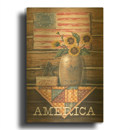 'Rustic America' By Pam Britton Gold Metal Wall Art