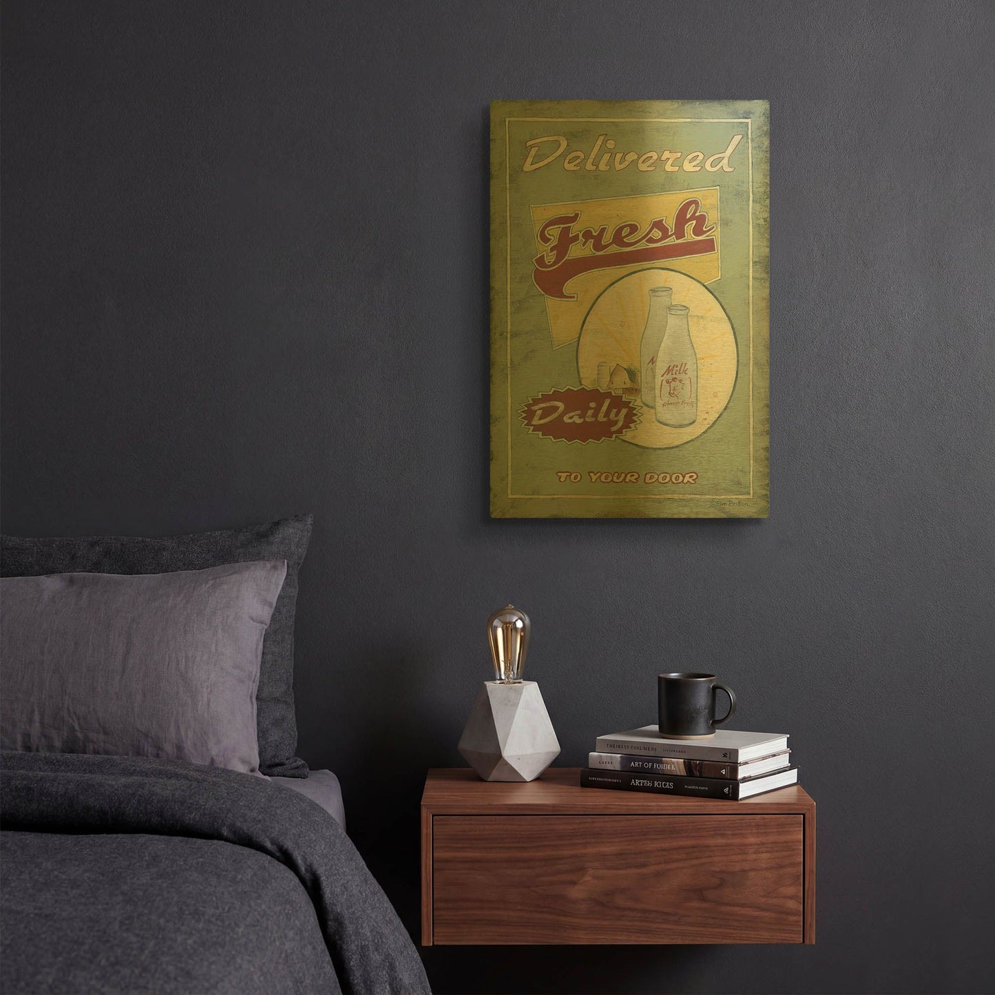 'Milk Delivered' By Pam Britton Gold Metal Wall Art