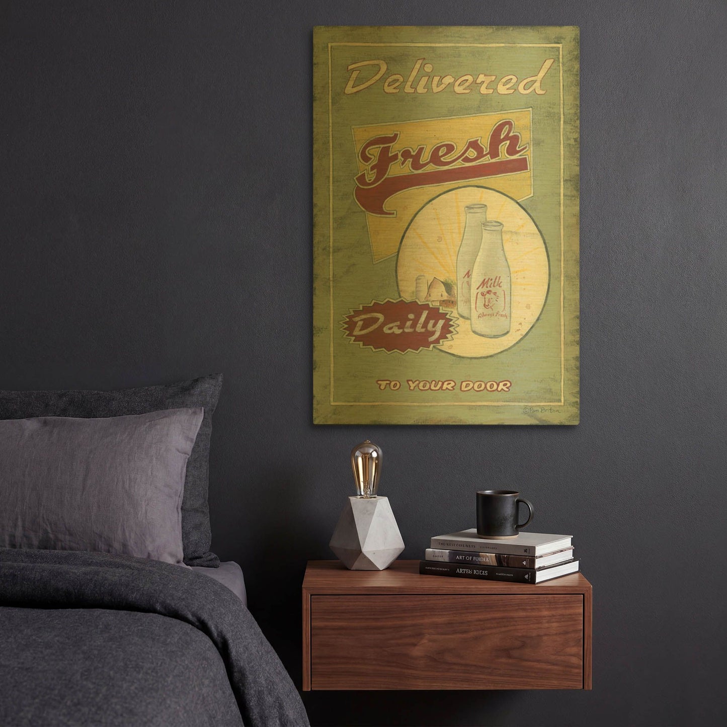 'Milk Delivered' By Pam Britton Gold Metal Wall Art