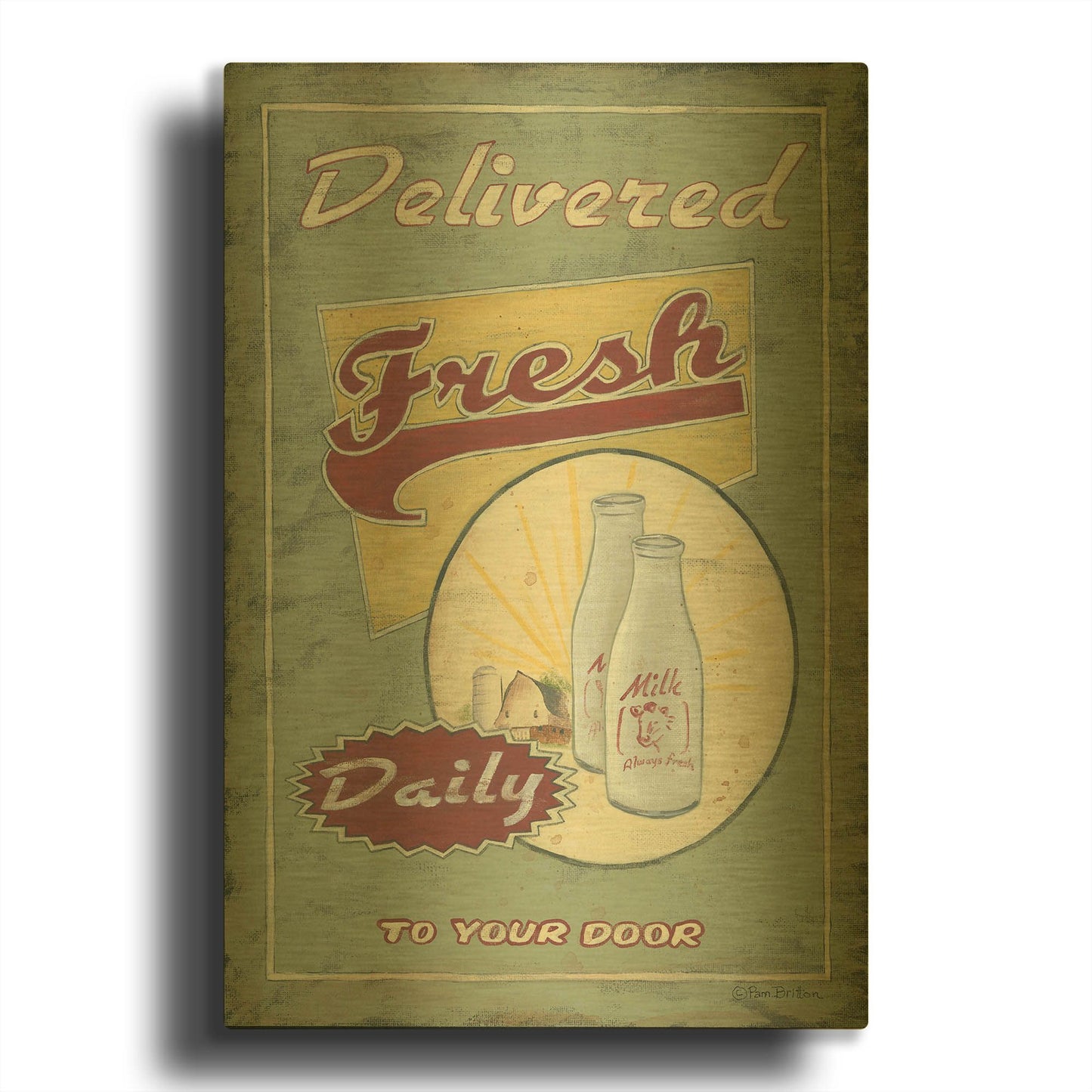 'Milk Delivered' By Pam Britton Gold Metal Wall Art