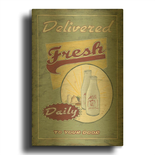 'Milk Delivered' By Pam Britton Gold Metal Wall Art