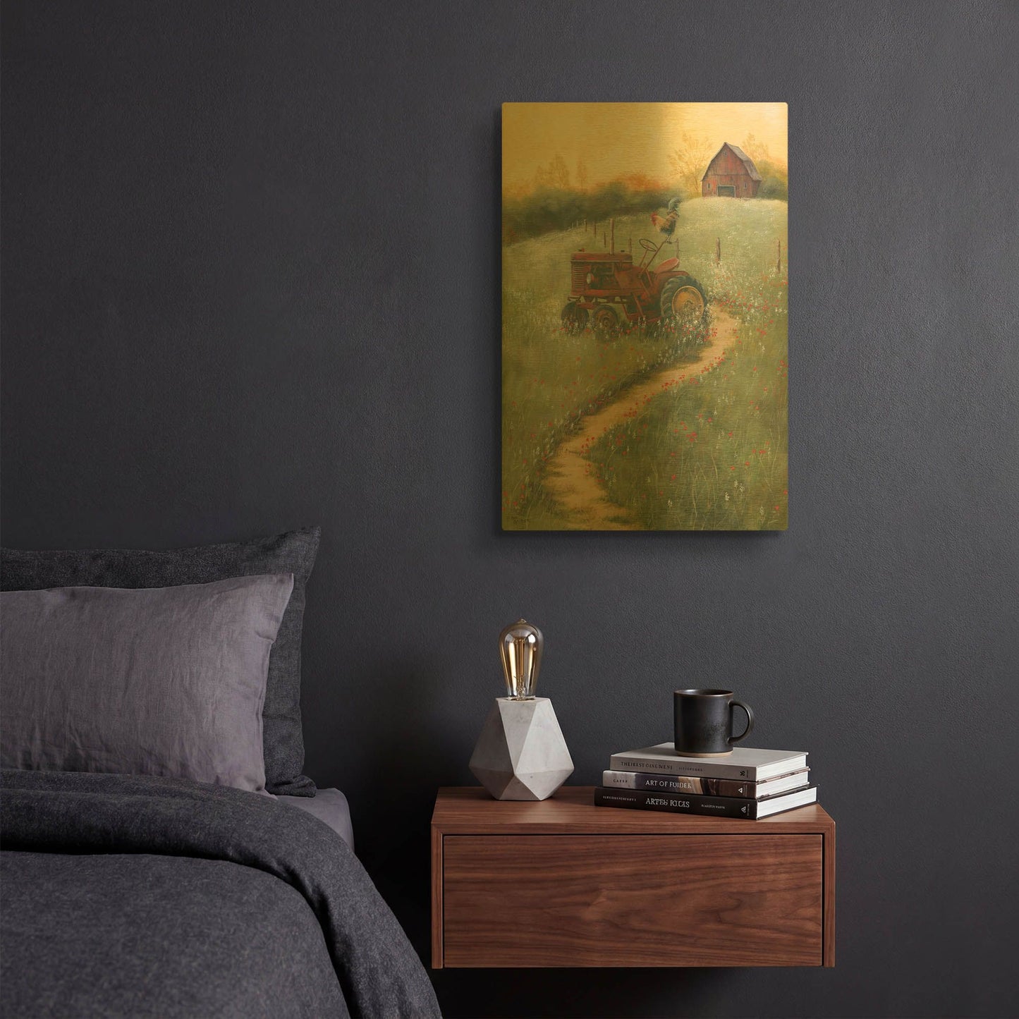 'The Old Tractor' By Pam Britton Gold Metal Wall Art