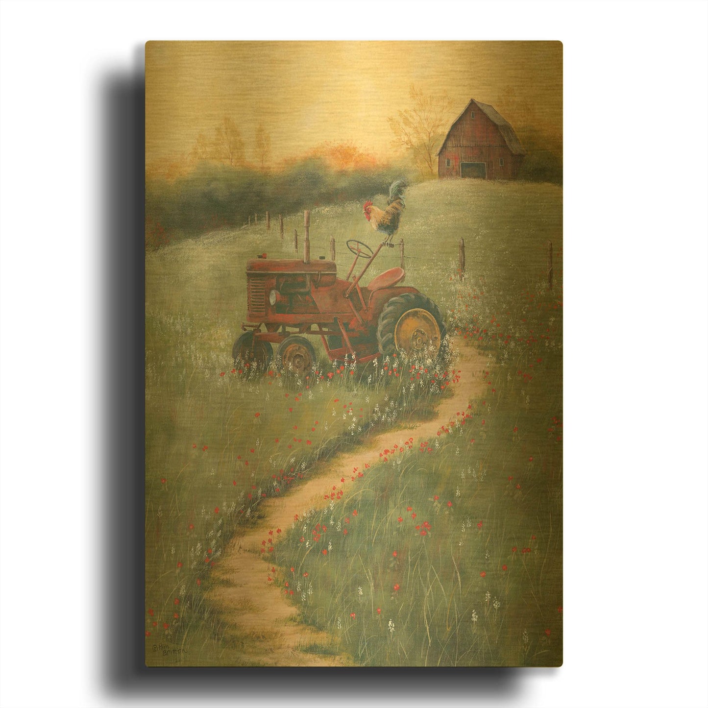 'The Old Tractor' By Pam Britton Gold Metal Wall Art