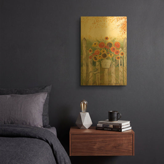'Autumn Gate' By Pam Britton Gold Metal Wall Art