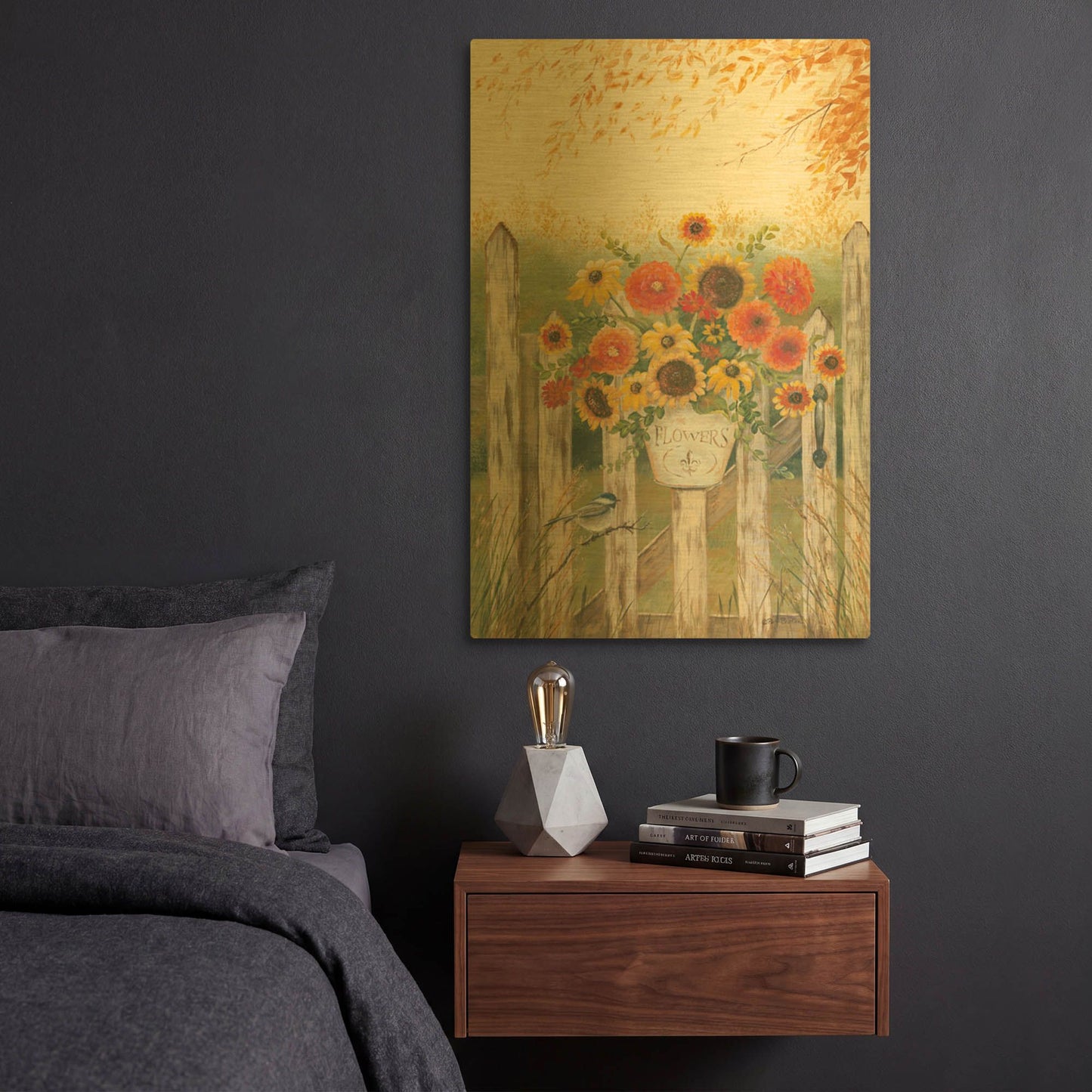 'Autumn Gate' By Pam Britton Gold Metal Wall Art