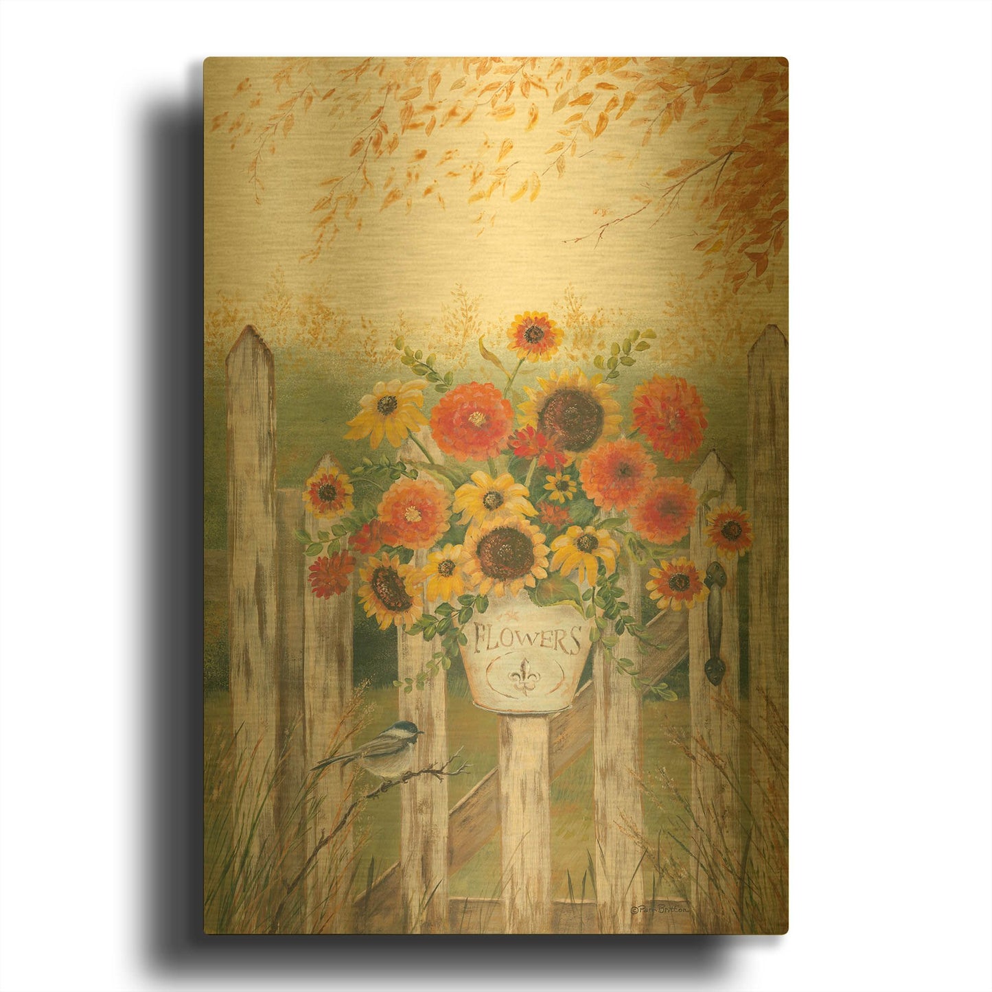 'Autumn Gate' By Pam Britton Gold Metal Wall Art
