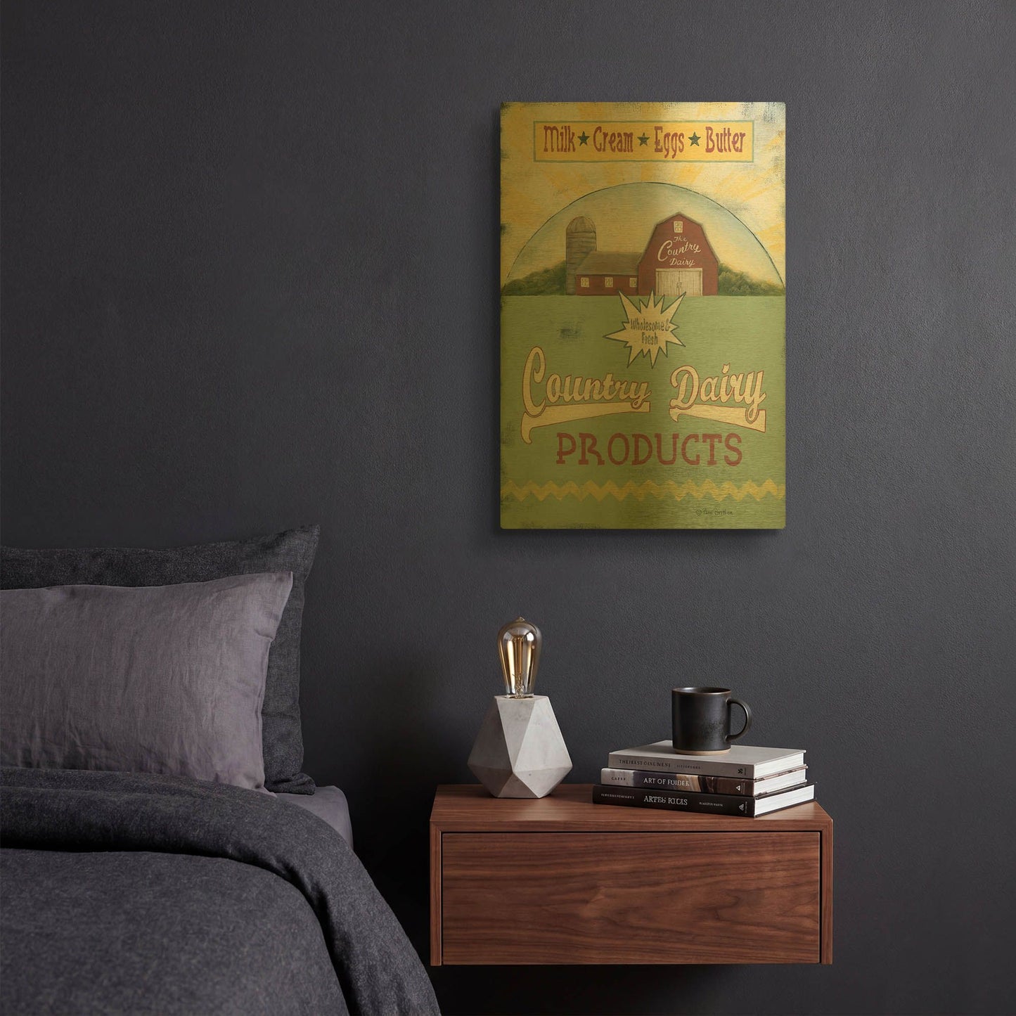'Country Dairy' By Pam Britton Gold Metal Wall Art