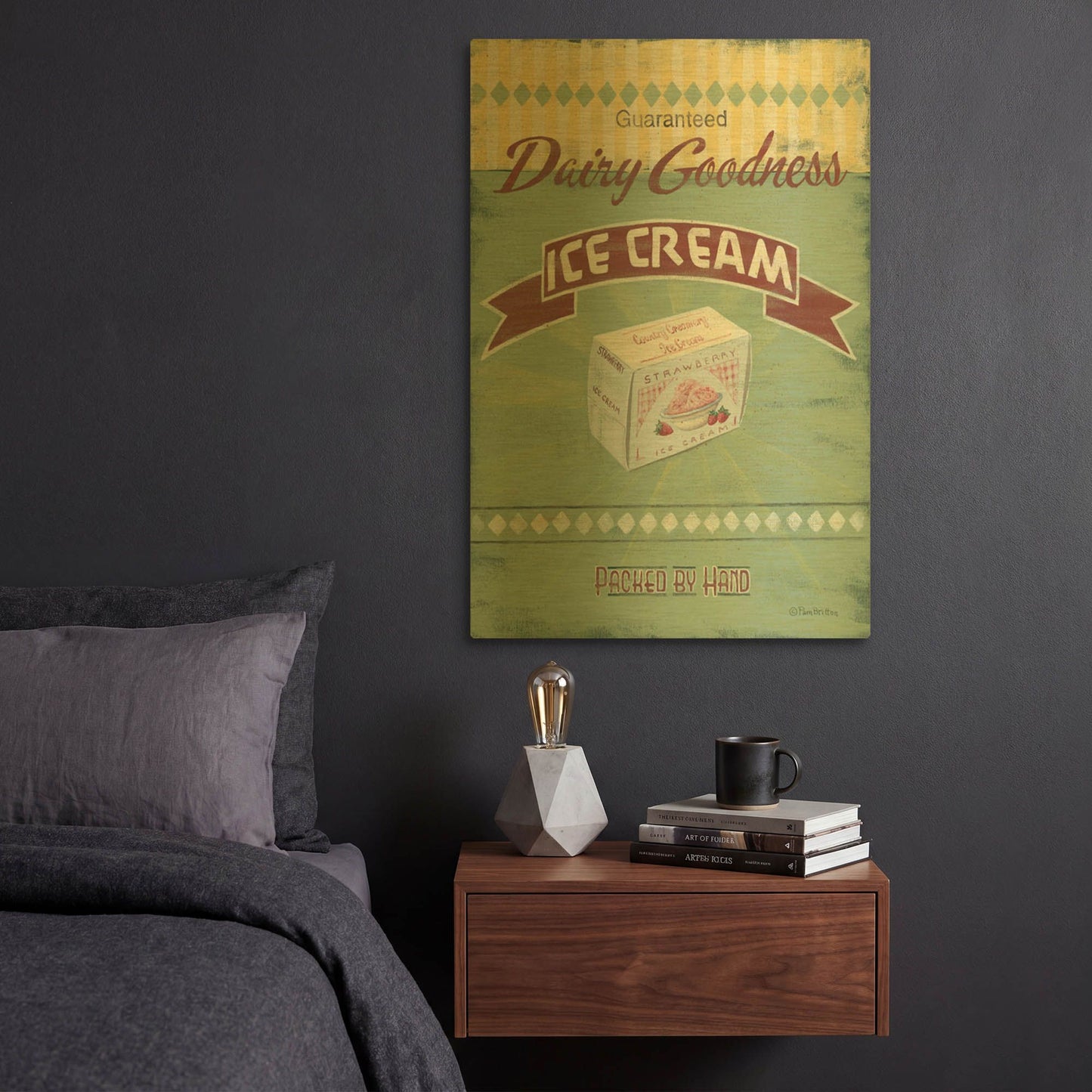 'Ice Cream' By Pam Britton Gold Metal Wall Art