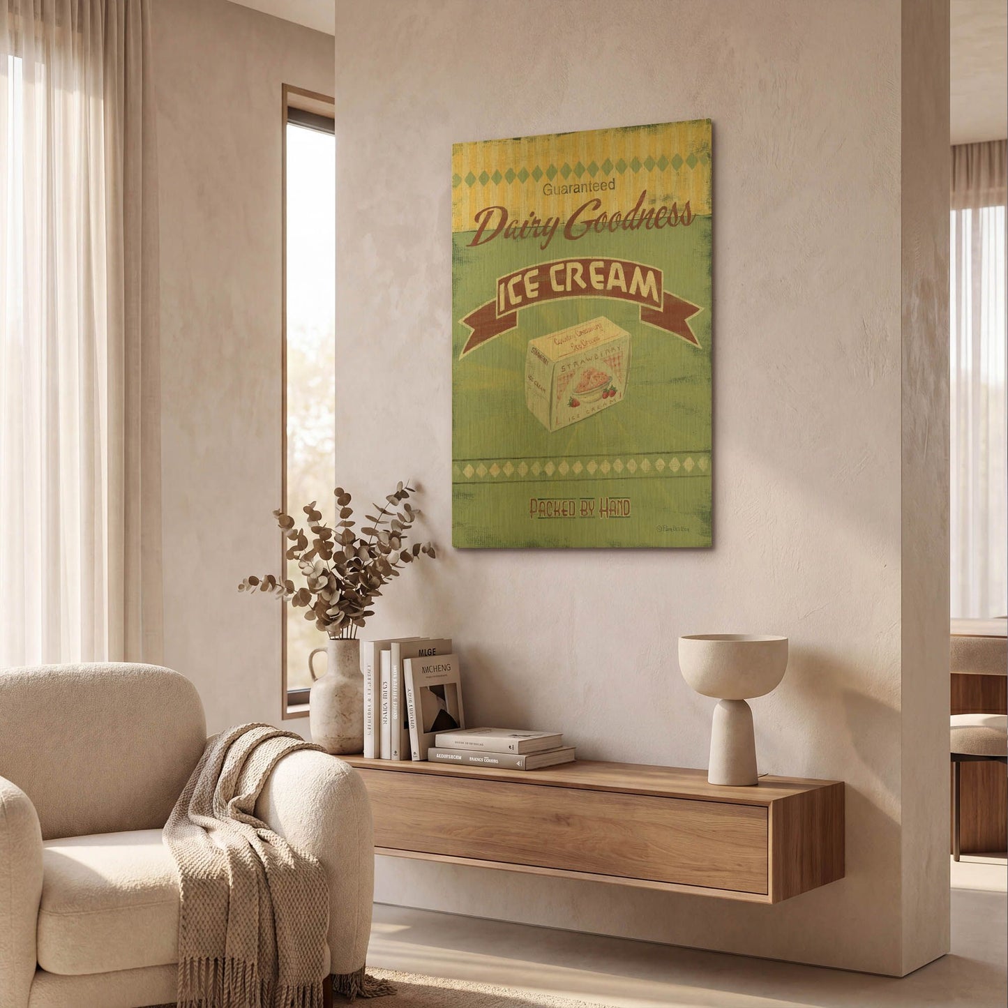 'Ice Cream' By Pam Britton Gold Metal Wall Art