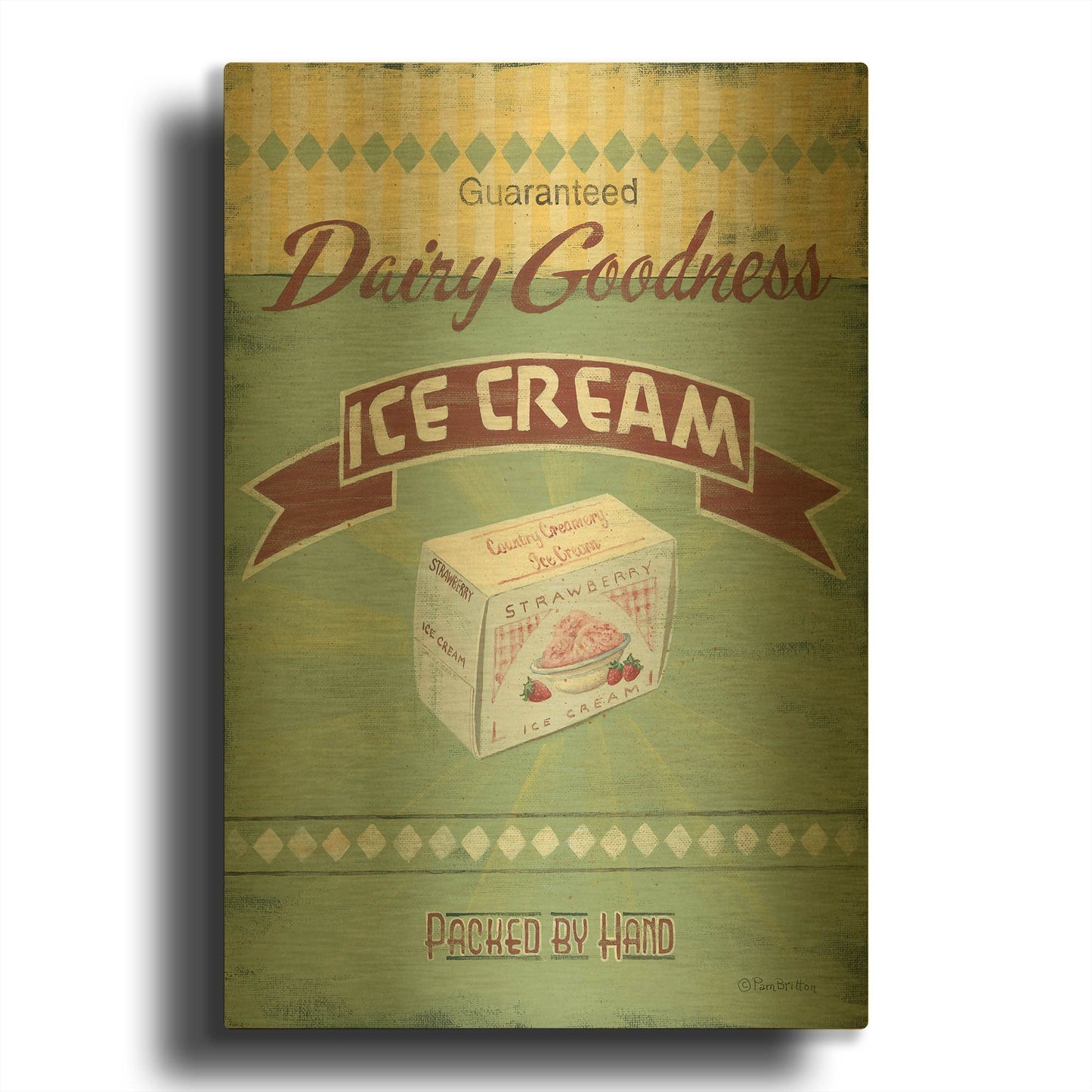 'Ice Cream' By Pam Britton Gold Metal Wall Art