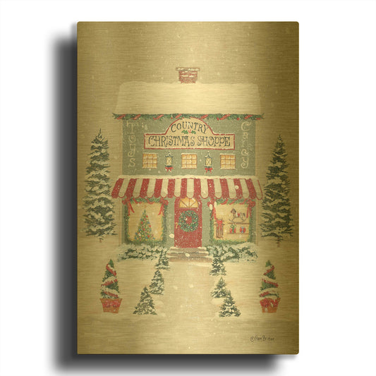 'Country Christmas Shoppe' By Pam Britton Gold Metal Wall Art