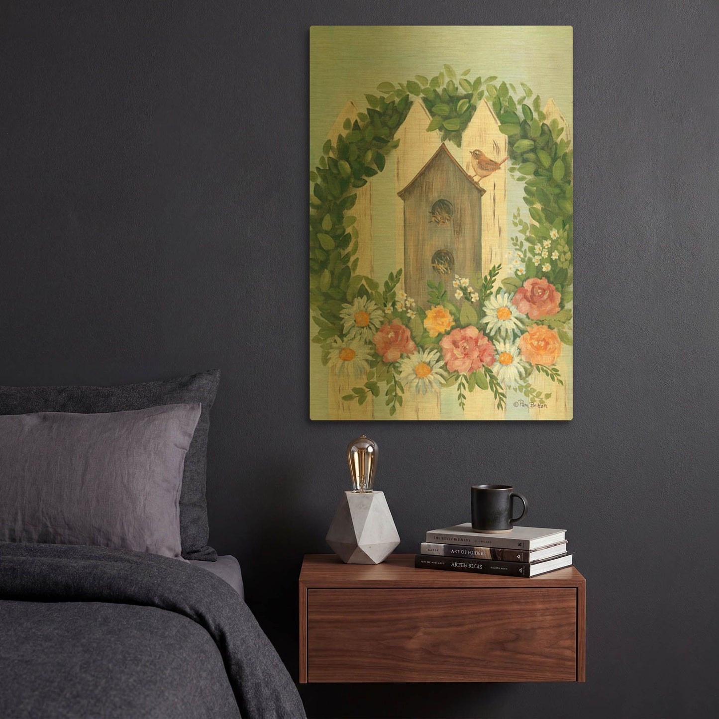 'A Spring Welcome' By Pam Britton Gold Metal Wall Art