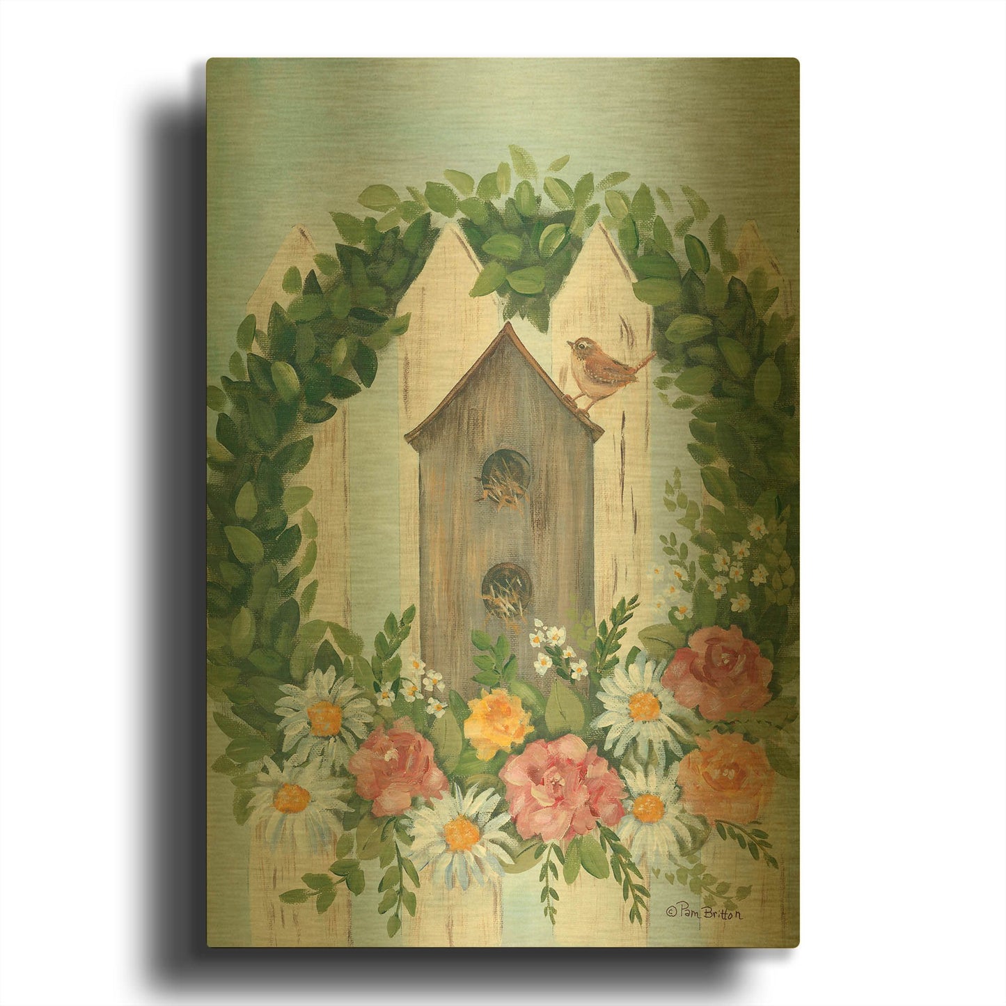 'A Spring Welcome' By Pam Britton Gold Metal Wall Art