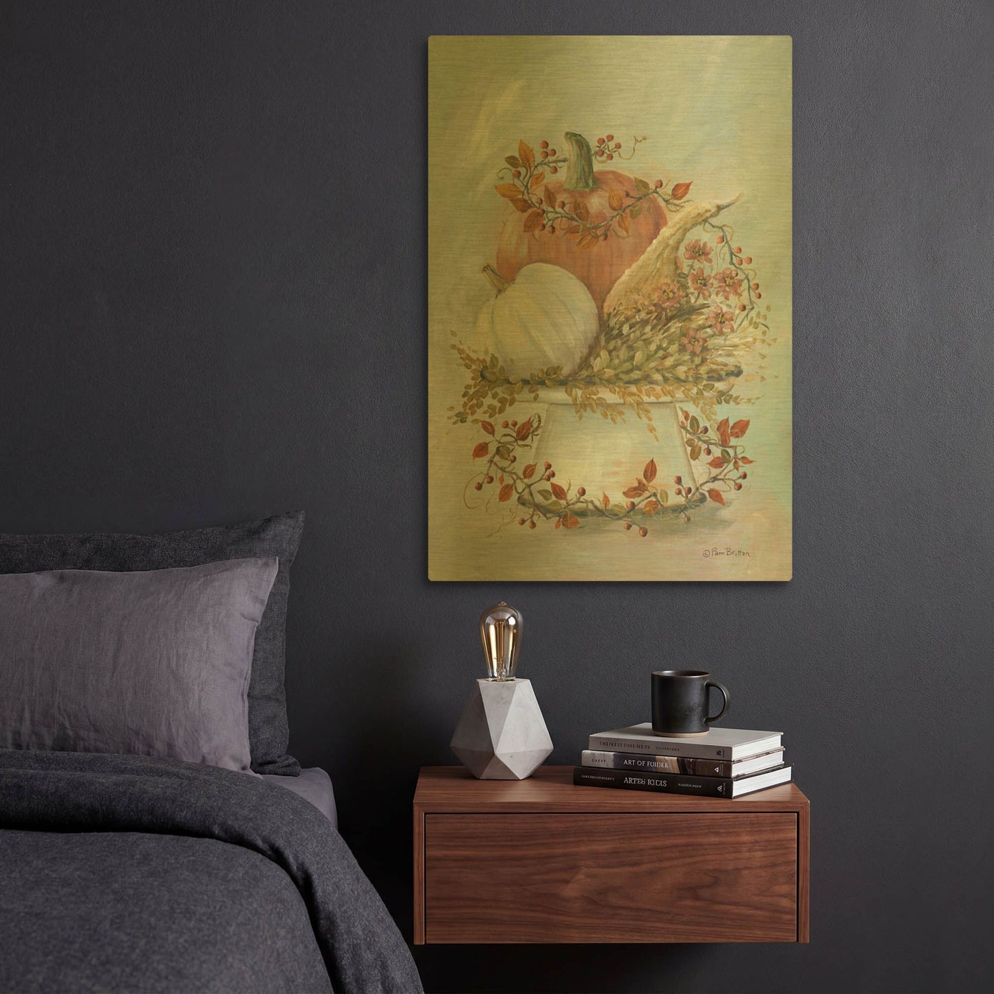 'Harvest Arrangement II' By Pam Britton Gold Metal Wall Art