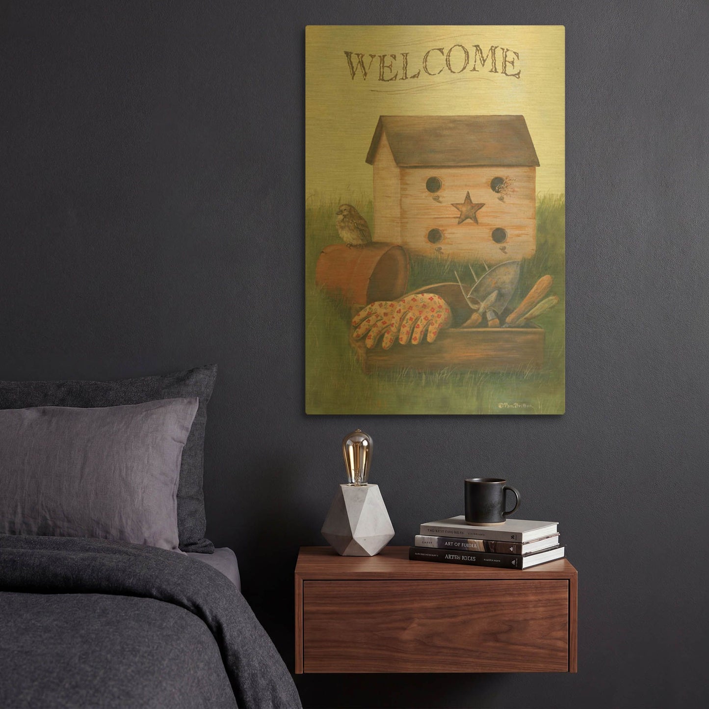 'Welcome Spring' By Pam Britton Gold Metal Wall Art