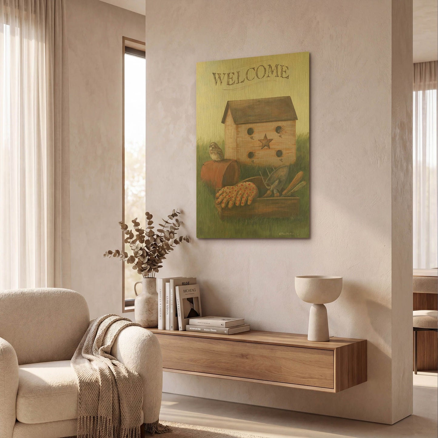 'Welcome Spring' By Pam Britton Gold Metal Wall Art