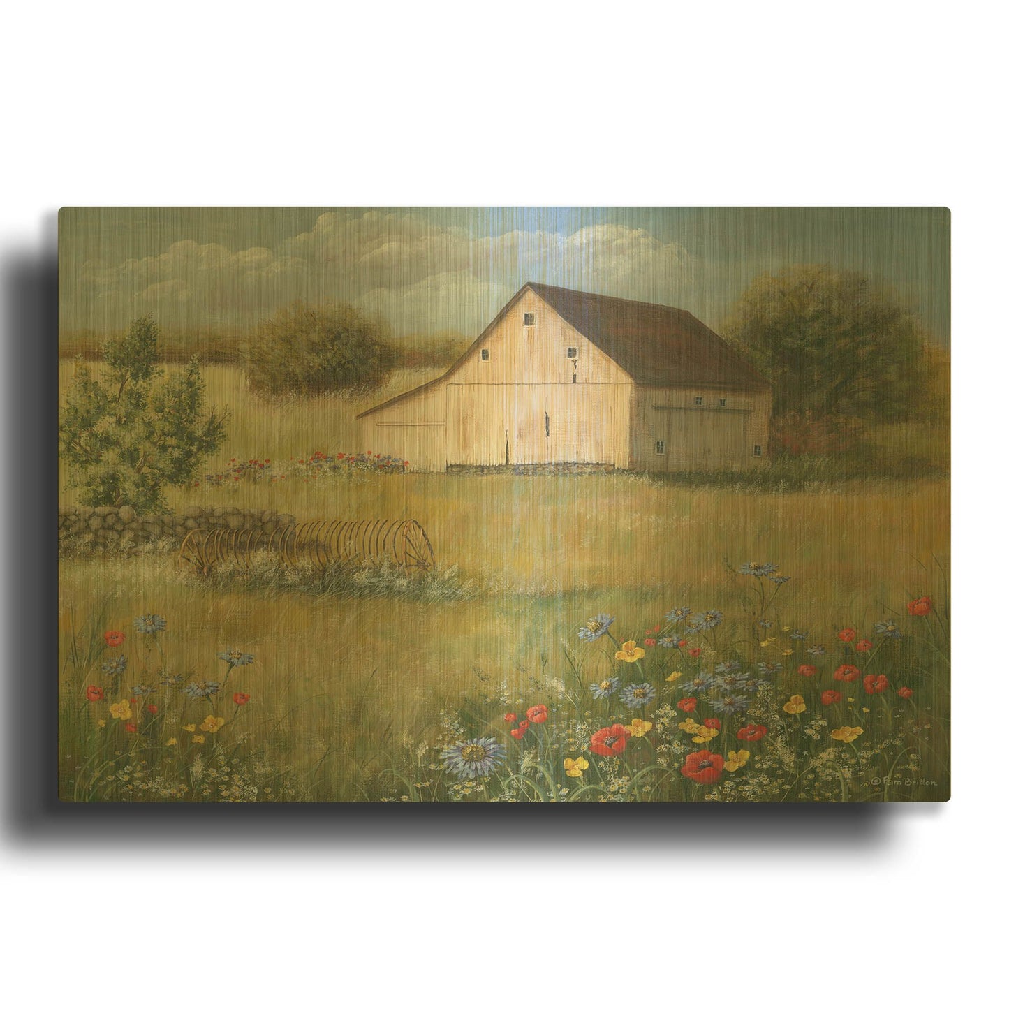 'Country Wildflowers I' By Pam Britton Gold Metal Wall Art