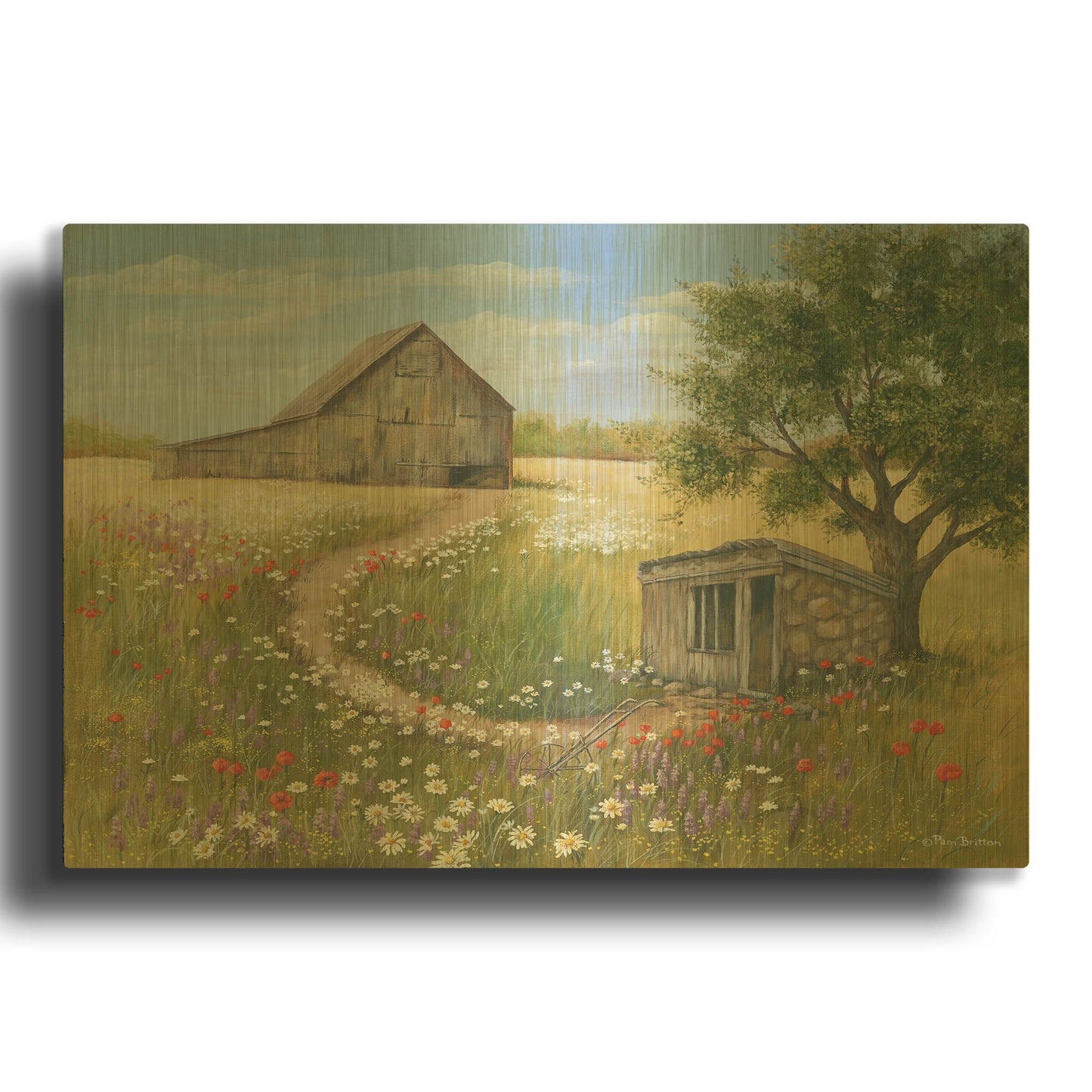 'Country Wildflowers II' By Pam Britton Gold Metal Wall Art