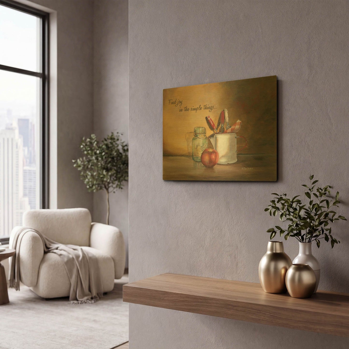 'Find Joy in the Simple Things' By Pam Britton Gold Metal Wall Art