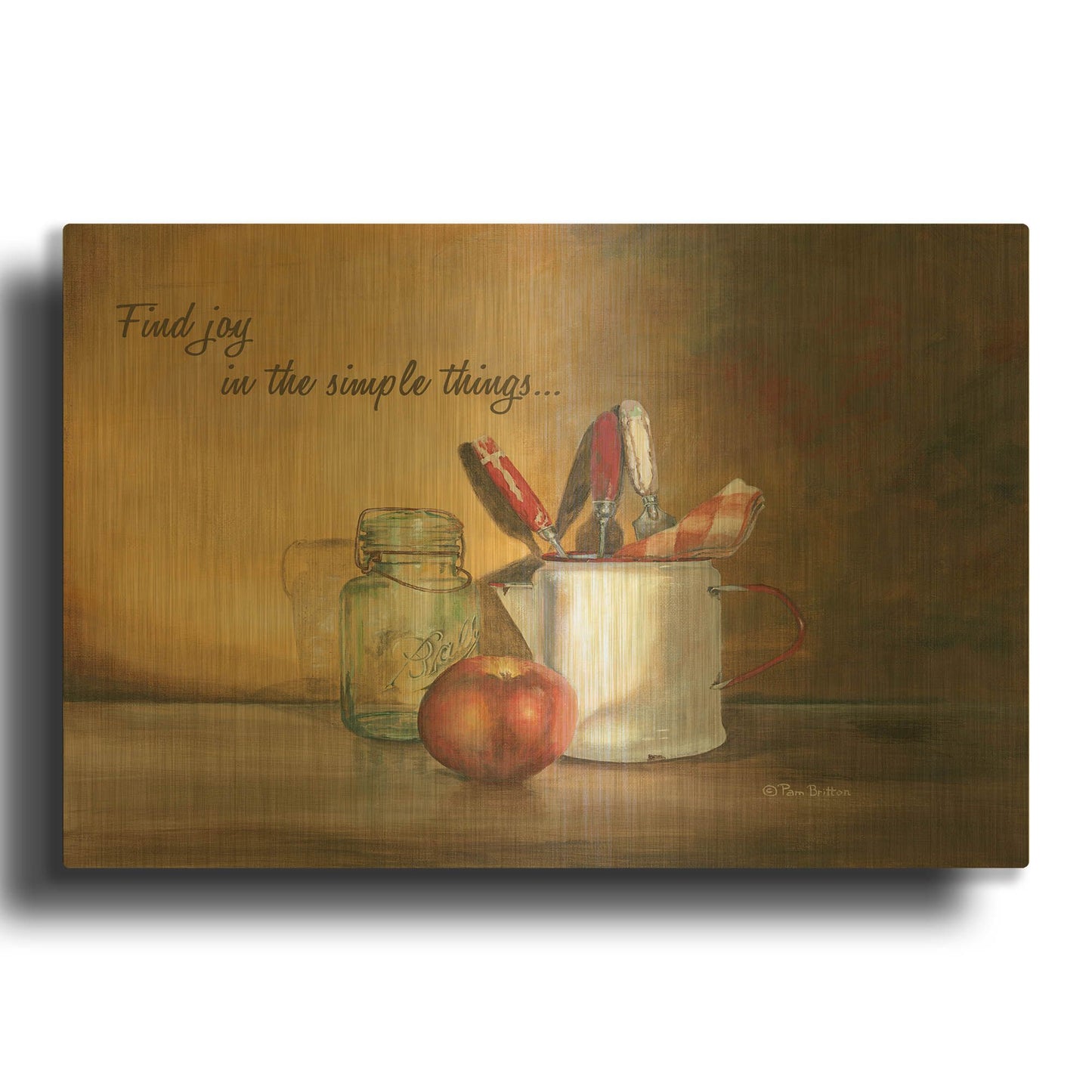 'Find Joy in the Simple Things' By Pam Britton Gold Metal Wall Art