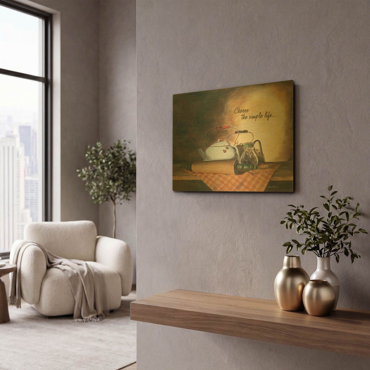 'Choose the Simple Life' By Pam Britton Gold Metal Wall Art