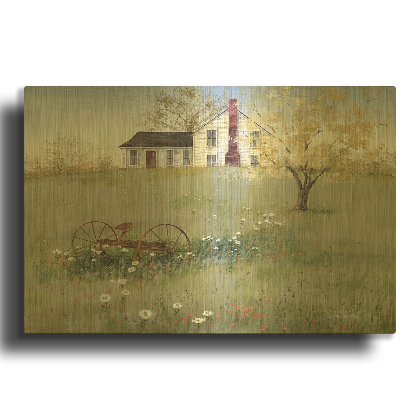 'The Old Plow' By Pam Britton Gold Metal Wall Art