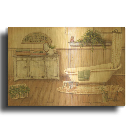 'Vintage Bath I' By Pam Britton Gold Metal Wall Art