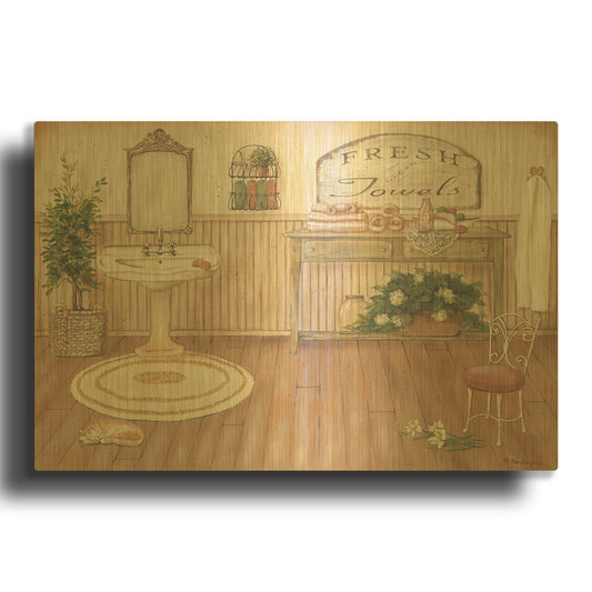 'Vintage Bath II' By Pam Britton Gold Metal Wall Art