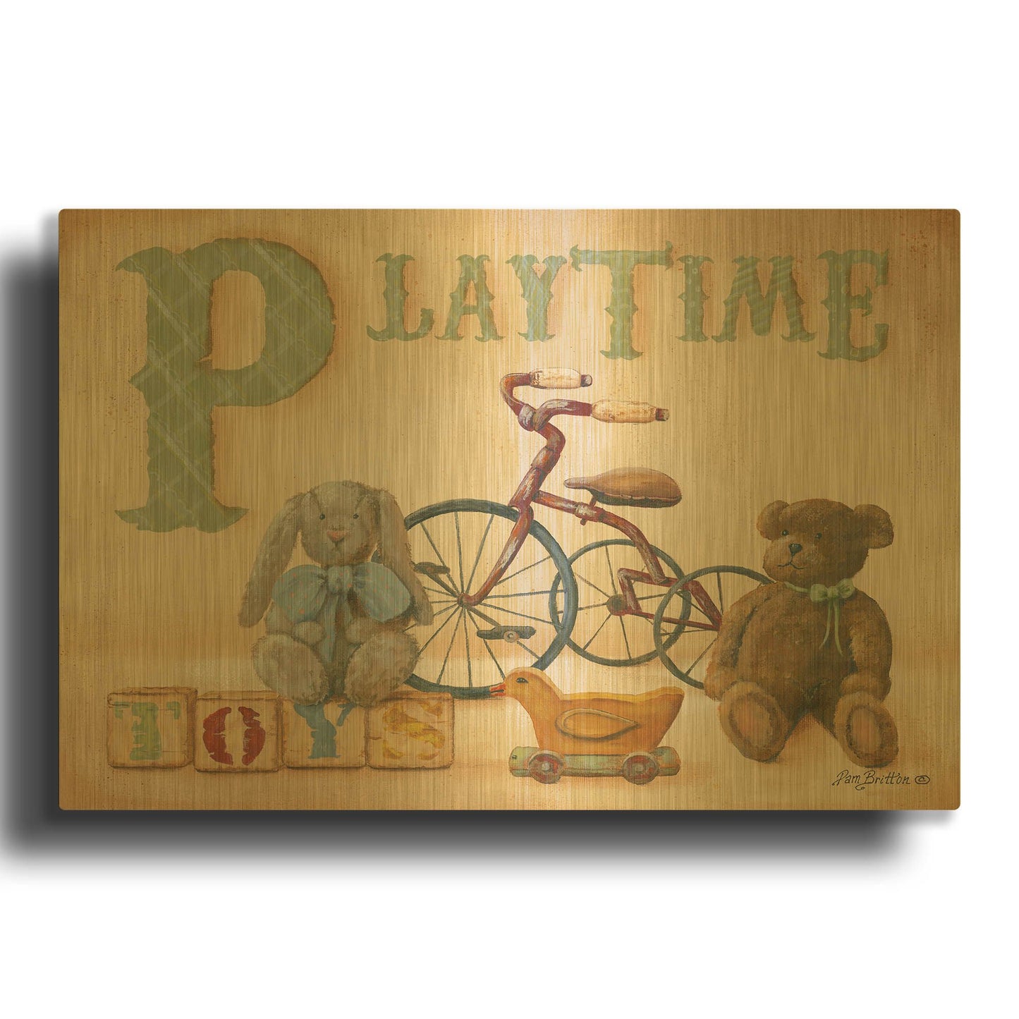 'Playtime' By Pam Britton Gold Metal Wall Art