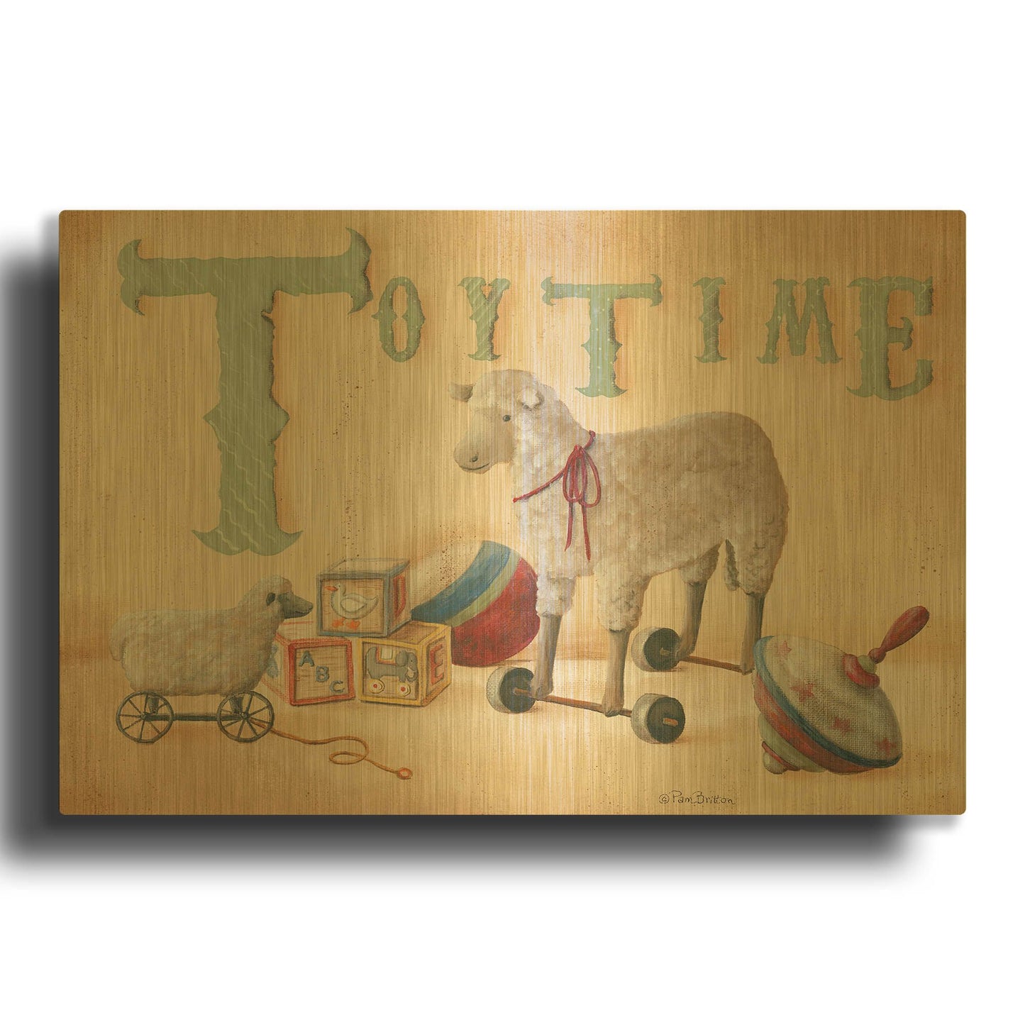 'Toytime' By Pam Britton Gold Metal Wall Art
