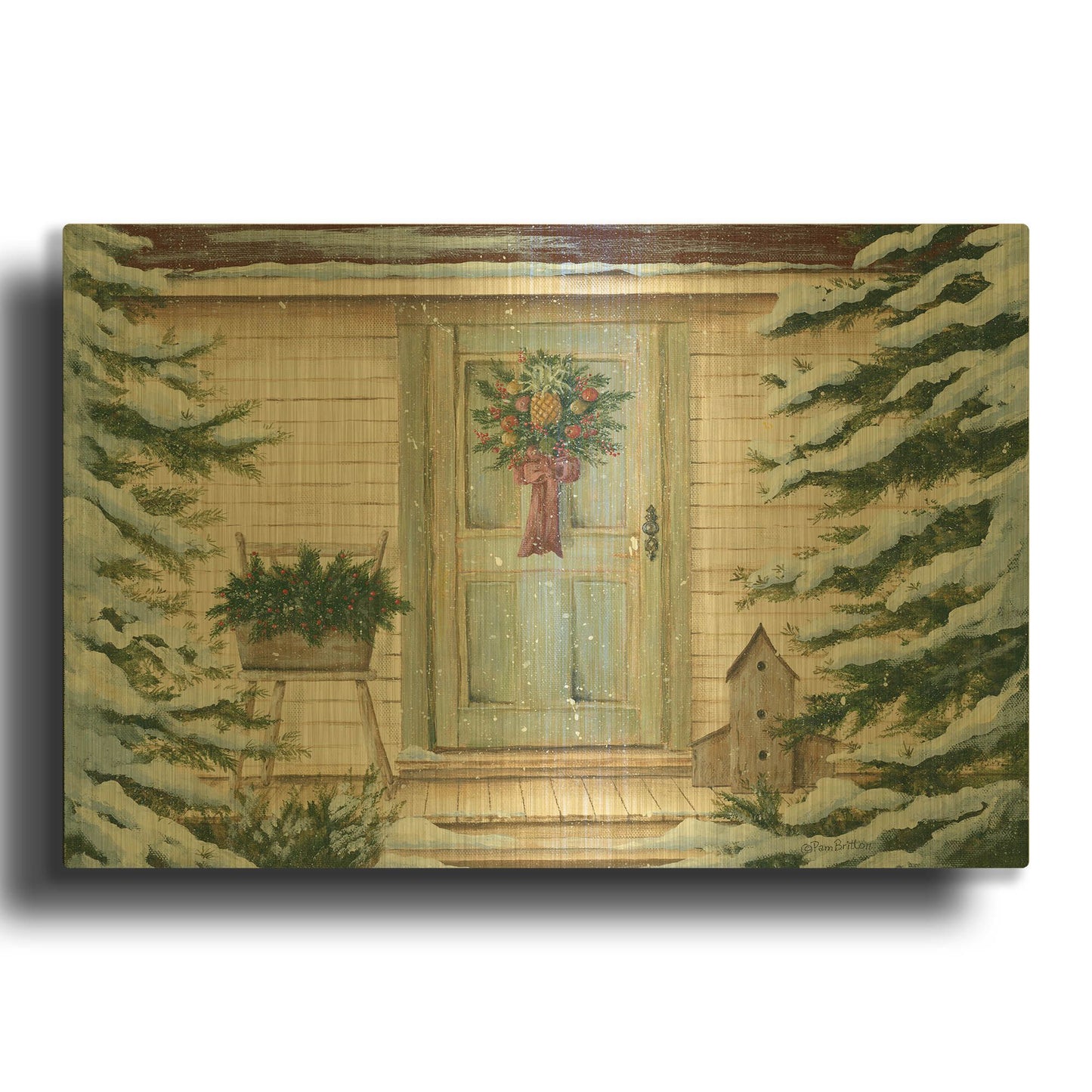 'Farmhouse Welcome' By Pam Britton Gold Metal Wall Art