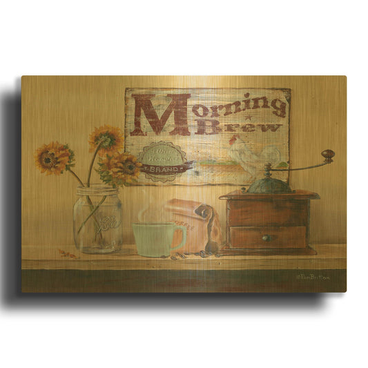 'Morning Brew' By Pam Britton Gold Metal Wall Art