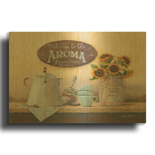 'Wake Up to the Aroma' By Pam Britton Gold Metal Wall Art