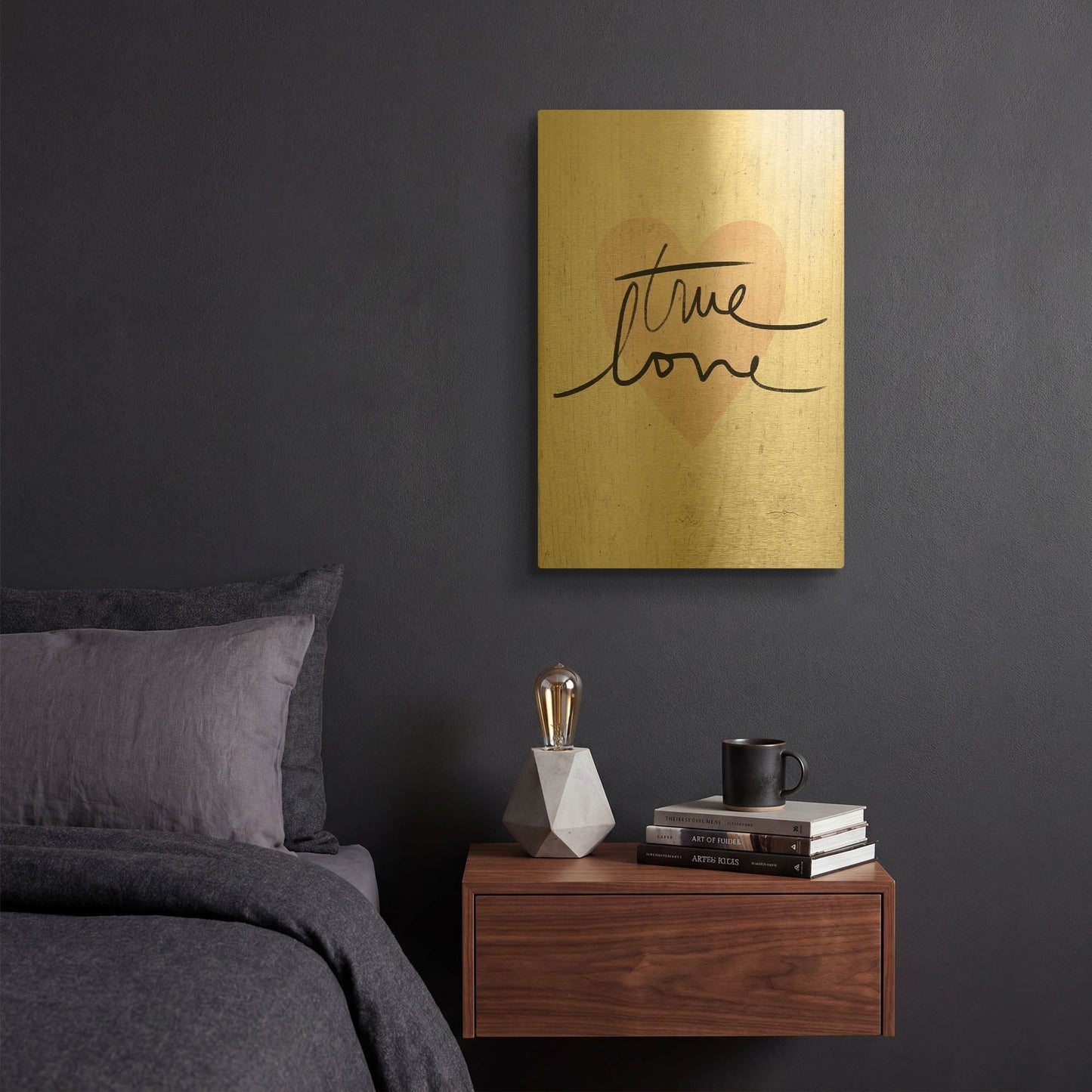 'True Love' By Linda Woods Gold Metal Wall Art
