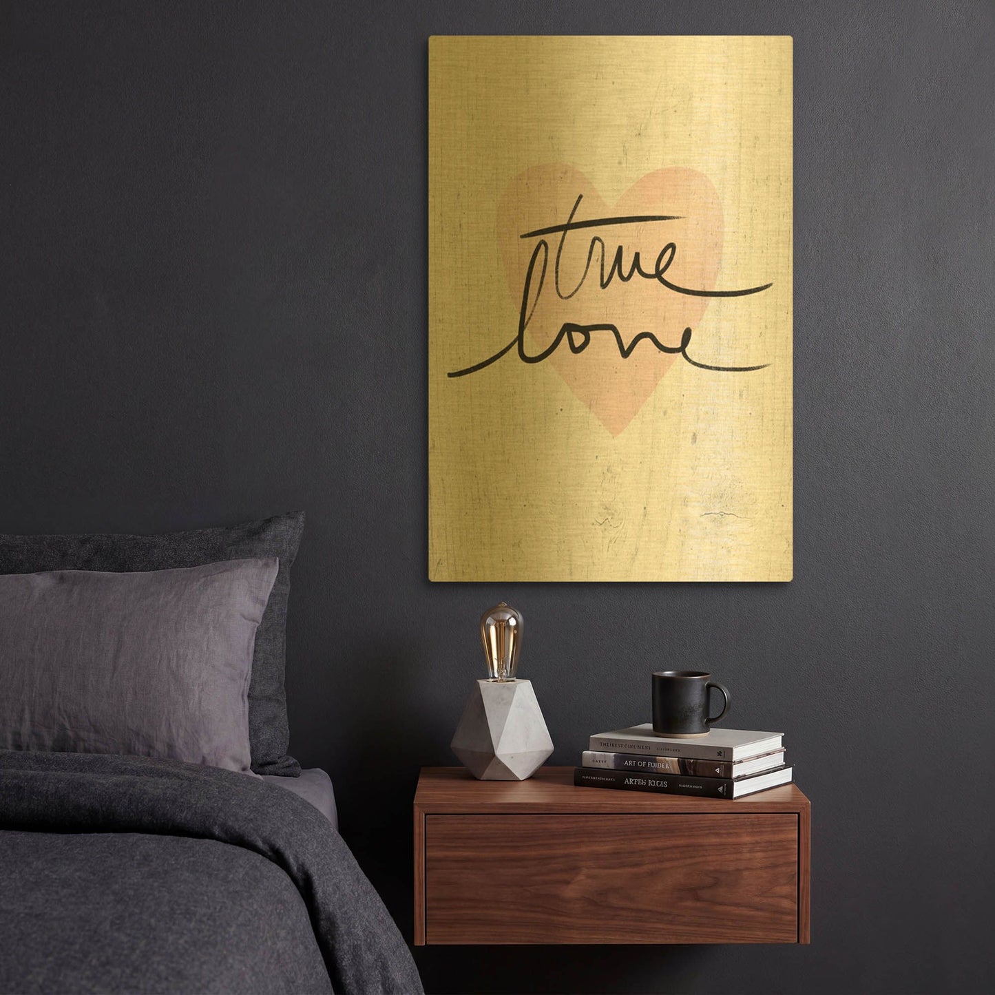 'True Love' By Linda Woods Gold Metal Wall Art