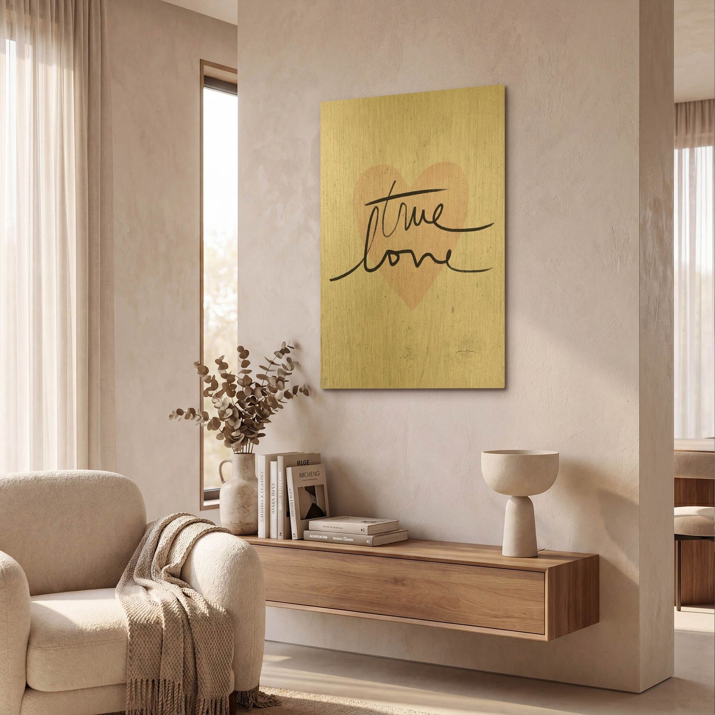 'True Love' By Linda Woods Gold Metal Wall Art