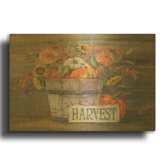 'Fall Harvest Bucket' By Pam Britton Gold Metal Wall Art