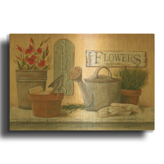 'Garden Shelf I' By Pam Britton Gold Metal Wall Art